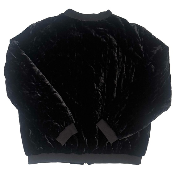 Johnny Was Silk Blend Black Velvet Quilted Bomber Jacket Size Medium - Picture 6 of 10